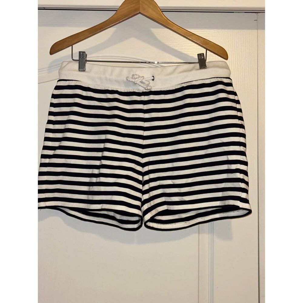 Ready for summer! Talbots black and white striped drawstring shorts woman's L
